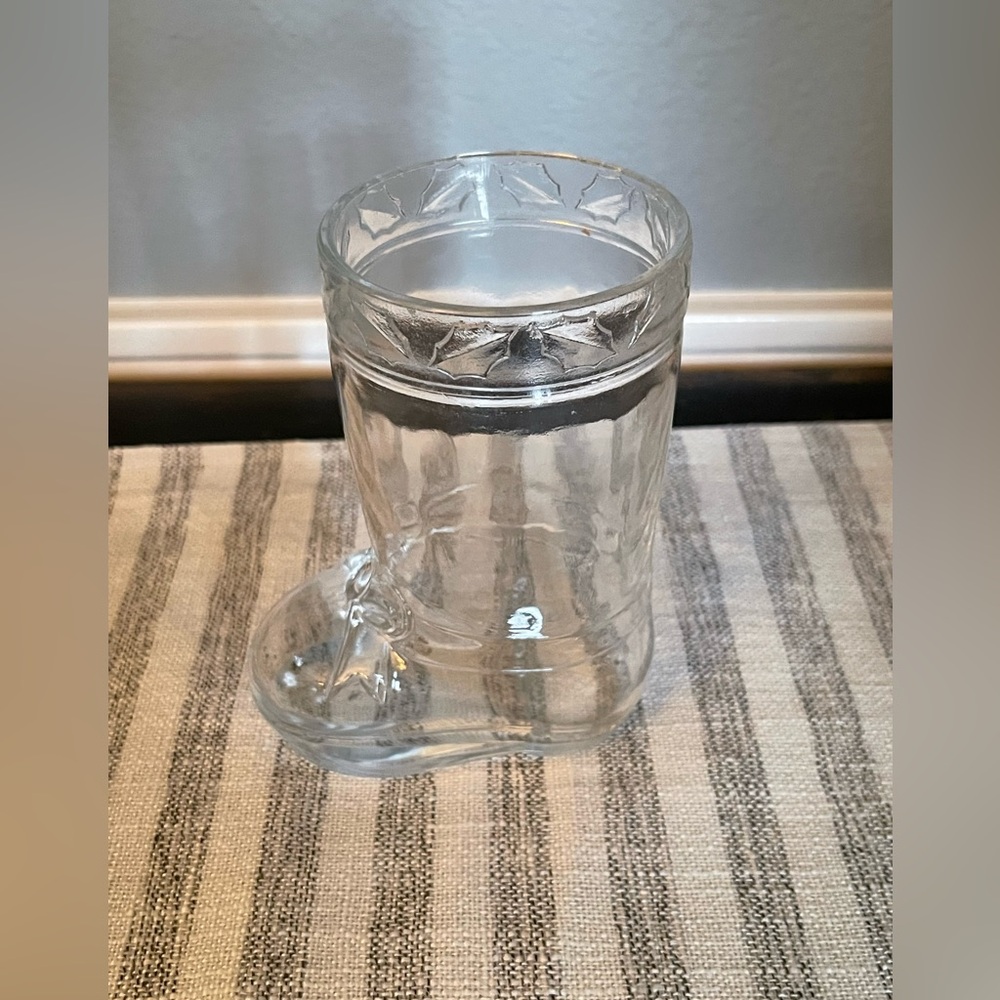 Clear Glass Christmas Boot - Great for Decorating - Holding Matches